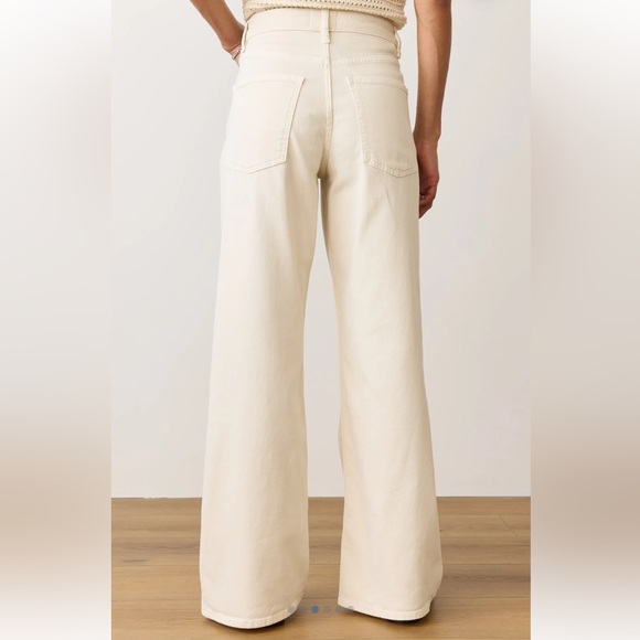 Charlie Wide Leg Pant Marine Layer Cream Pants with Button Detail - Picture 4 of 7